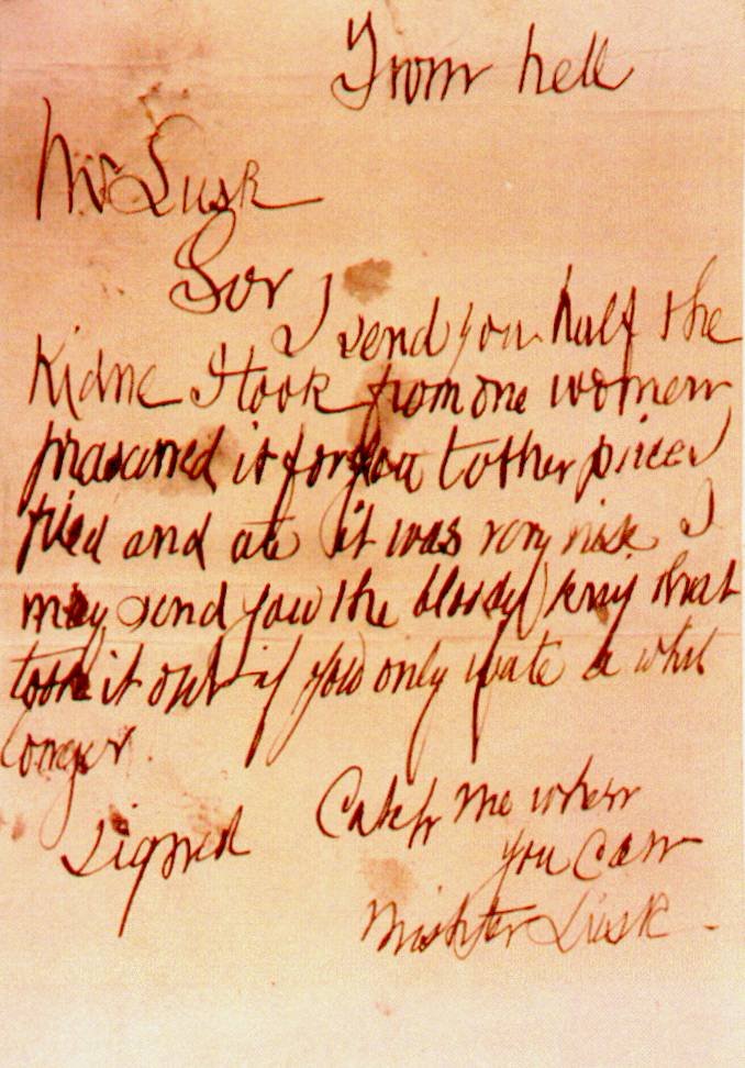 "From Hell" letter written by Jack the Ripper